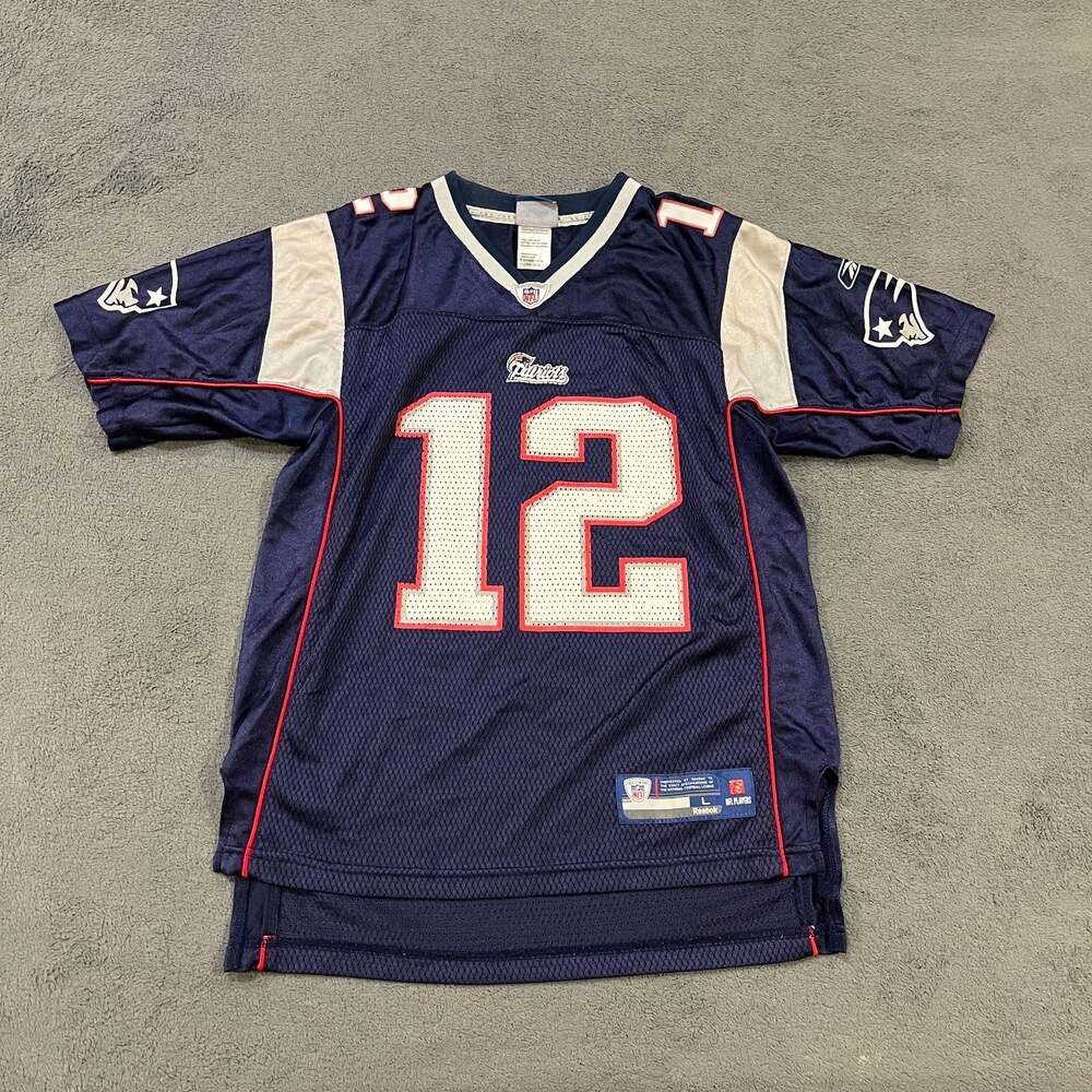Vintage Reebok Tom Brady #12 New England Patriots NFL Jersey Youth Size L 14-16